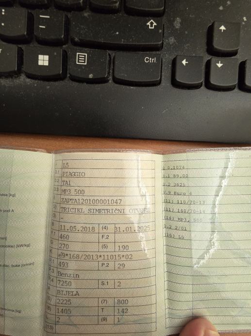 Piaggio MP3 500 i.e. 10.900 km, odlično očuvan, 2018 god.